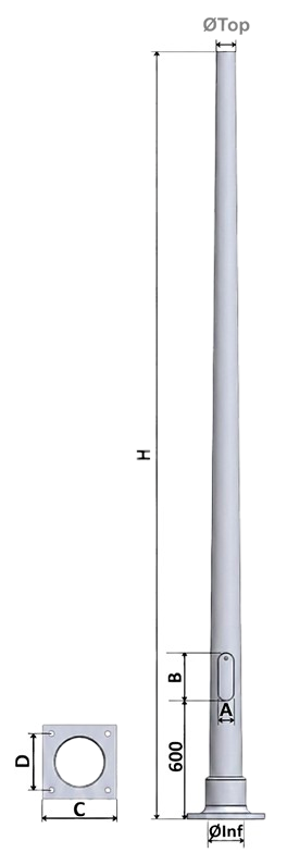 medidas de postes luz